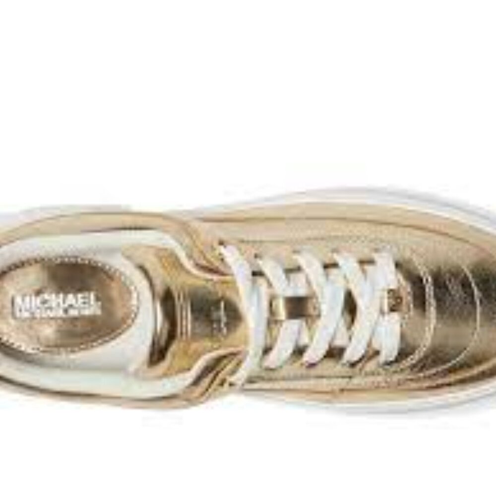 NIB Michael Kors nova trainer sneakers leather PALE GOLD - Picture 5 of 6